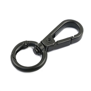 Karabinhage med 2 fjederlukker. Flot sort finish. 60 mm